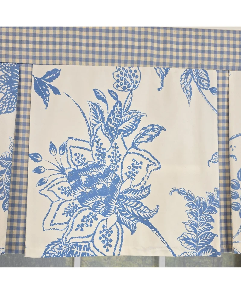 Rlf Home 100% Cotton Natalia Pleated Unlined Windows Rod Pocket Valance 50" x 17" Blue