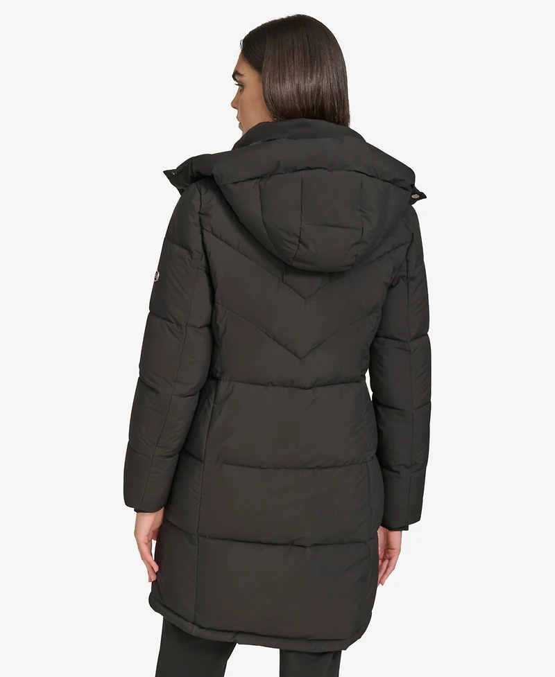 Calvin Klein Women's Hooded Stand Collar Puffer Coat