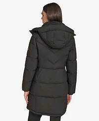 Calvin Klein Women's Hooded Stand Collar Puffer Coat