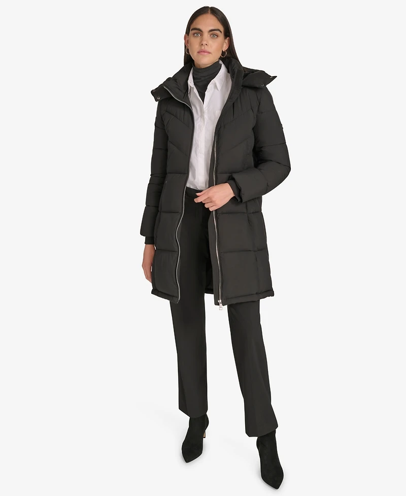 Calvin Klein Women's Hooded Stand Collar Puffer Coat