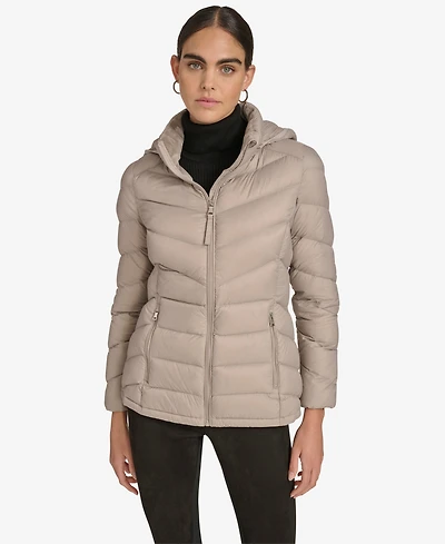 Calvin Klein Women's Short Faux Fur Collar Puffer Jacket