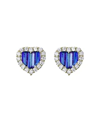 Gigi Girl Teens/Young Adult 14k Gold Plated with Colored Cubic Zirconia Baguette Heart Halo Stud Earring