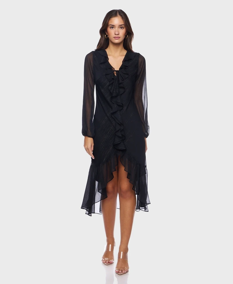 B Darlin Juniors' V-Neck Ruffle Detail Dress