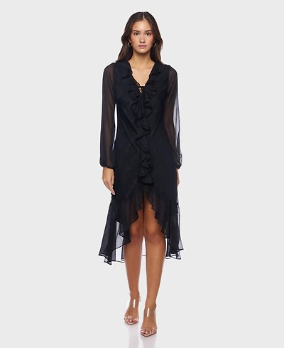 B Darlin Juniors' V-Neck Ruffle Detail Dress