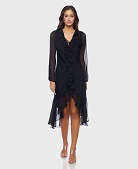 B Darlin Juniors' V-Neck Ruffle Detail Dress