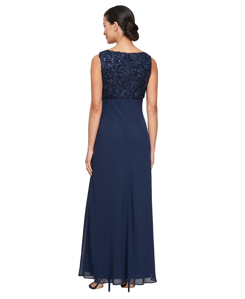 Alex Evenings Women's Empire Waist Long Open Soutache Jacket Dress