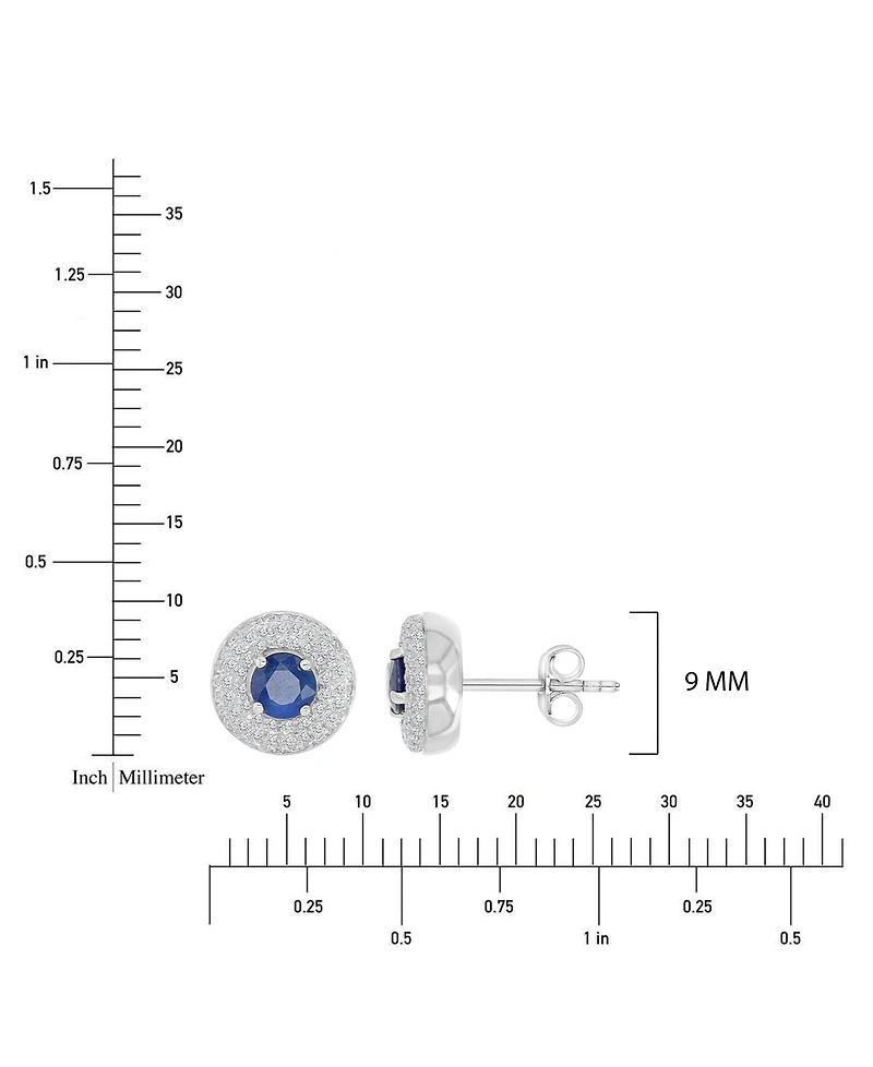 Macy's Sapphire & Diamond Puffy Stud Earrings