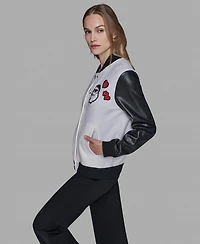 Karl Lagerfeld Paris Women's Choupette Knit Bomber Crewneck Jacket