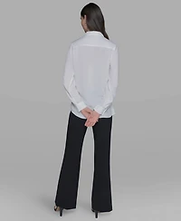 Karl Lagerfeld Paris Women's Portrait Button Down Top