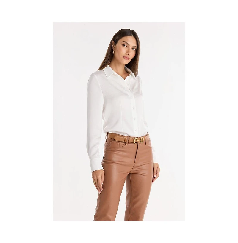 The Noli Shop Women's Paulina Silk Blouse - Navy