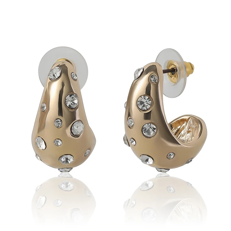 Bcbg Gold-Tone Pave Polka Dot Sculptural Hoop Earrings