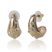 Bcbg Gold-Tone Pave Polka Dot Sculptural Hoop Earrings