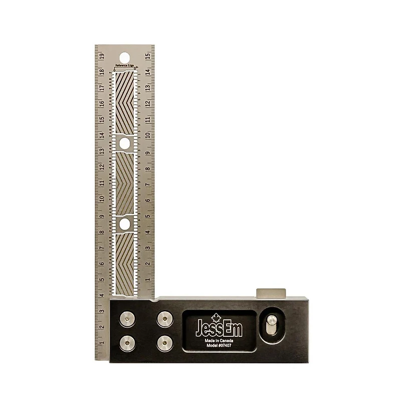 JessEm 07408 300mm Stainless Steel Precision Square, Metric Measuring Tool with Flex Grip & Fade-Resistant Markings