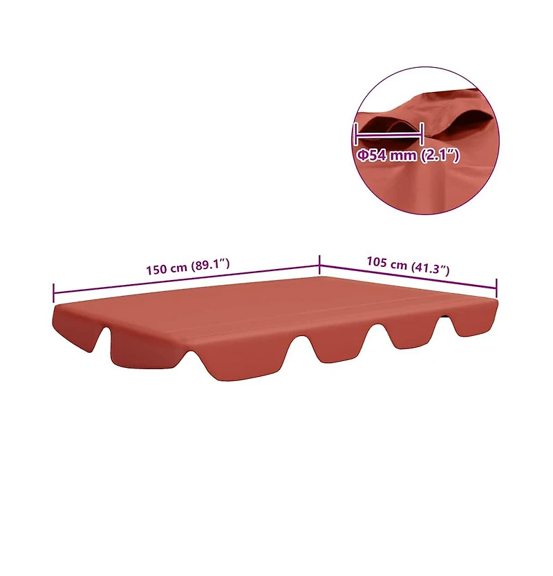 vidaXL Replacement Canopy for Garden Swing Terracotta 59.1"/51.2"x41.3"/27.6"