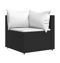 vidaXL 3 Piece Patio Lounge Set with Cushions Black Poly Rattan