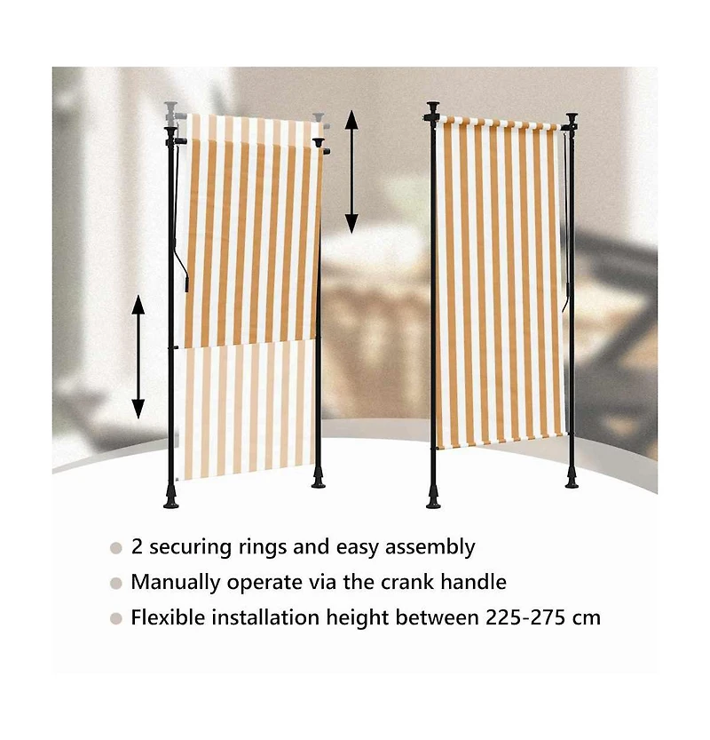 Outdoor Roller Blind Orange and White 47.2"x106.3" Fabric&Steel