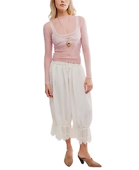 Free People Women's Patterned Mesh Mock Neck Top