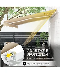 Outsunny 13' x 8' Manual Retractable Awning Sunshade Shelter