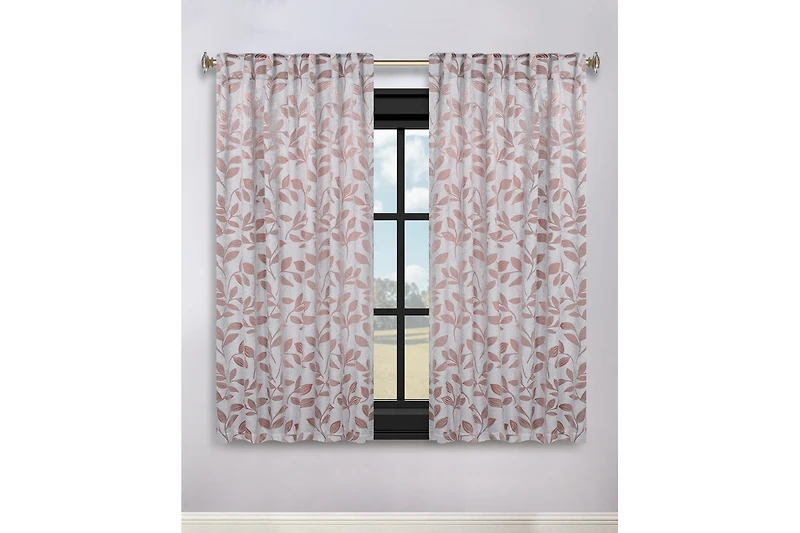 Superior Modern Leaves Room Darkening Grommet Top Curtain Panels