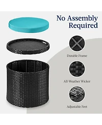 Best Choice Products Round Wicker Ottoman, Multipurpose Furniture w/ Removable Cushion, Steel Frame