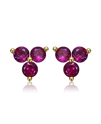 GiGiGirl 14k Gold Plated Red Cubic Zirconia Stud Earrings for Kids