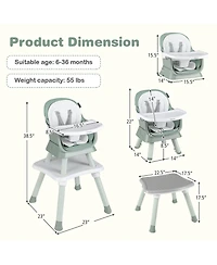 Costway Toddler 8-in-1 High Chair Convertible Dining Booster Seat w/ Removable Tray