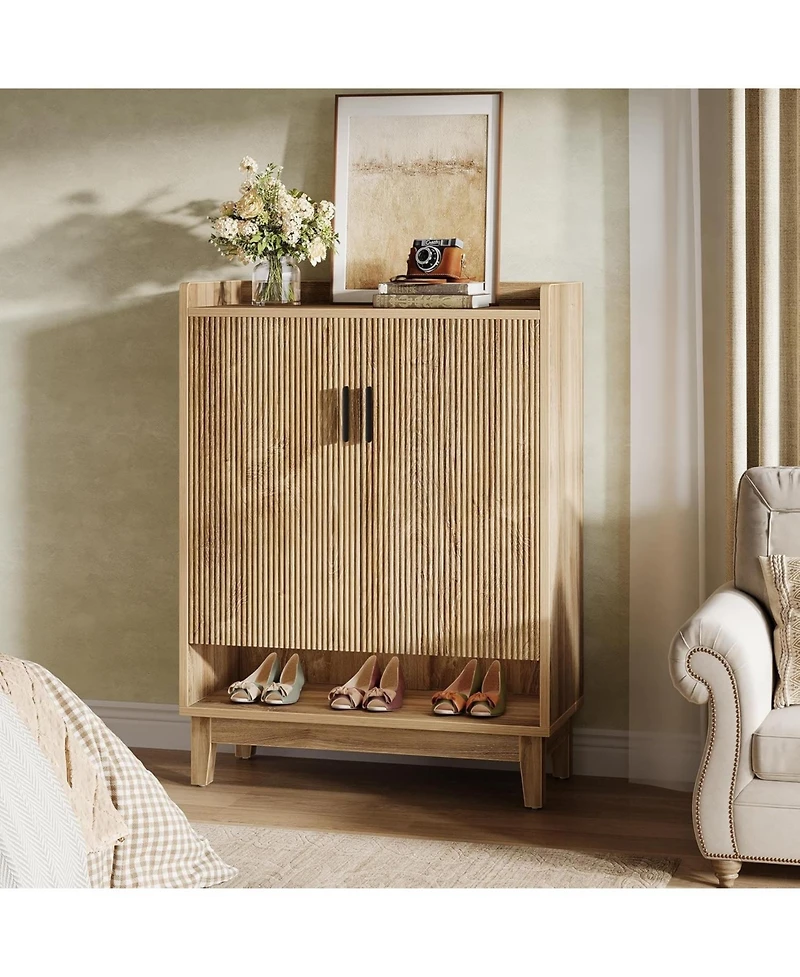 Tribesigns Shoe Cabinet with Doors, 20-Pair Entryway Shoe Storage Cabinet, Farmhouse Shoe Organizer