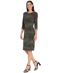 R & M Richards Petite Glitter Knit Round Neck Dress
