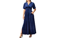 Kiyonna Women's Verona V-Neck Velvet Evening Gown with Pockets
