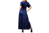 Kiyonna Women's Verona V-Neck Velvet Evening Gown with Pockets