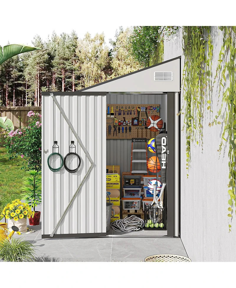 Mondawe 4x8 Ft Metal Storage Shed with Hinged Door, Ventilation & Protective Film