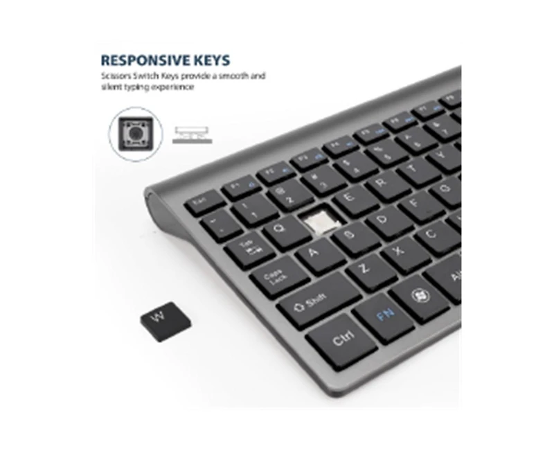 Wireless Keyboard and Mouse Combo - Scissor Ultra-Thin Silent Ergonomic Keyboard with Numeric Keys - 2.4G Receiver for Pc, Laptop, Desktop