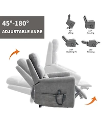 Chenille Dual Motor Infinite Position Up to 350 Lbs Power Lift Recliner Chair with 8-Point Vibration Massage and Lumbar Heating,Blue