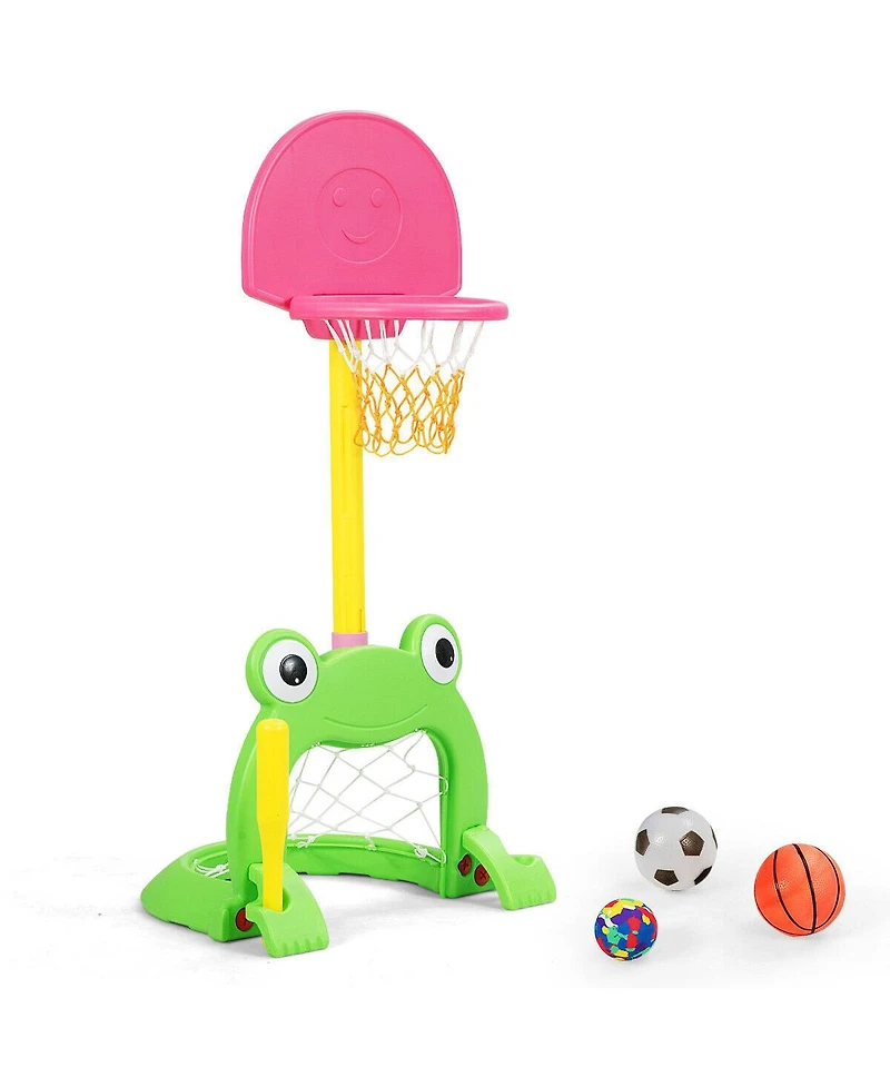 Mecale 3-in-1 Kids Basketball Hoop Set Stand