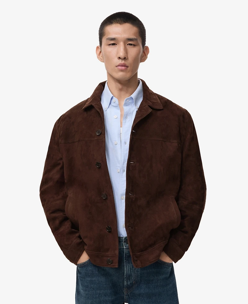 Mango Men's Leather Pockets Jacket