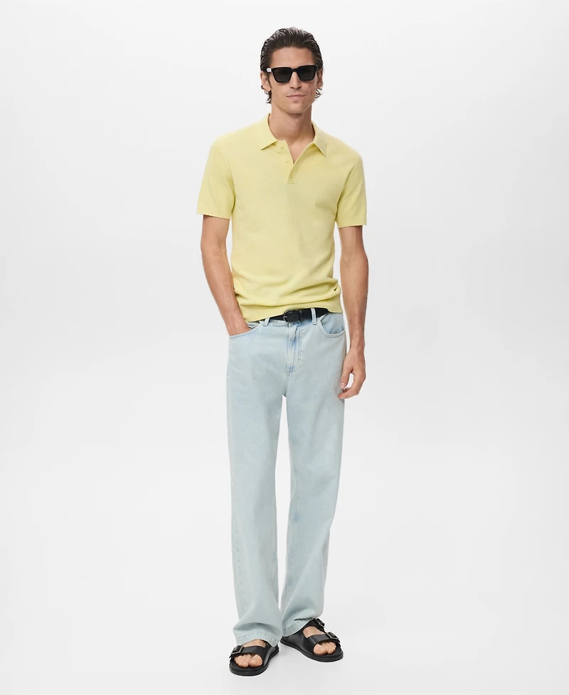 Mango Men's Structured Knitted Slim-Fit Polo Shirt