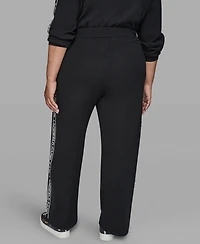 Karl Lagerfeld Paris Plus Wide Leg Side Logo Pants