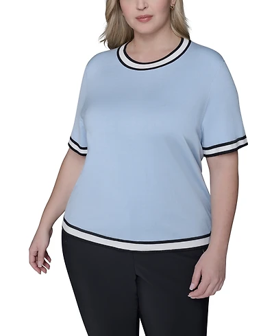 Karl Lagerfeld Paris Plus Crewneck Short-Sleeve Sweater