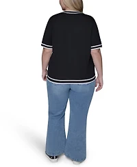 Karl Lagerfeld Paris Plus Crewneck Short-Sleeve Sweater