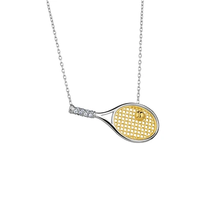 Spero London Sterling Tennis Racket Necklace