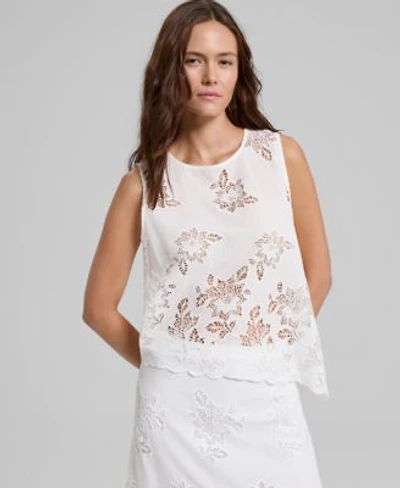Now This Womens Cotton Eyelet Asymmetric Top Macys Exclusive