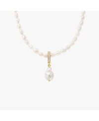 Bearfruit Jewelry Nacre Cultured Pearl Necklace with Teardrop Shaped Charm Pendant
