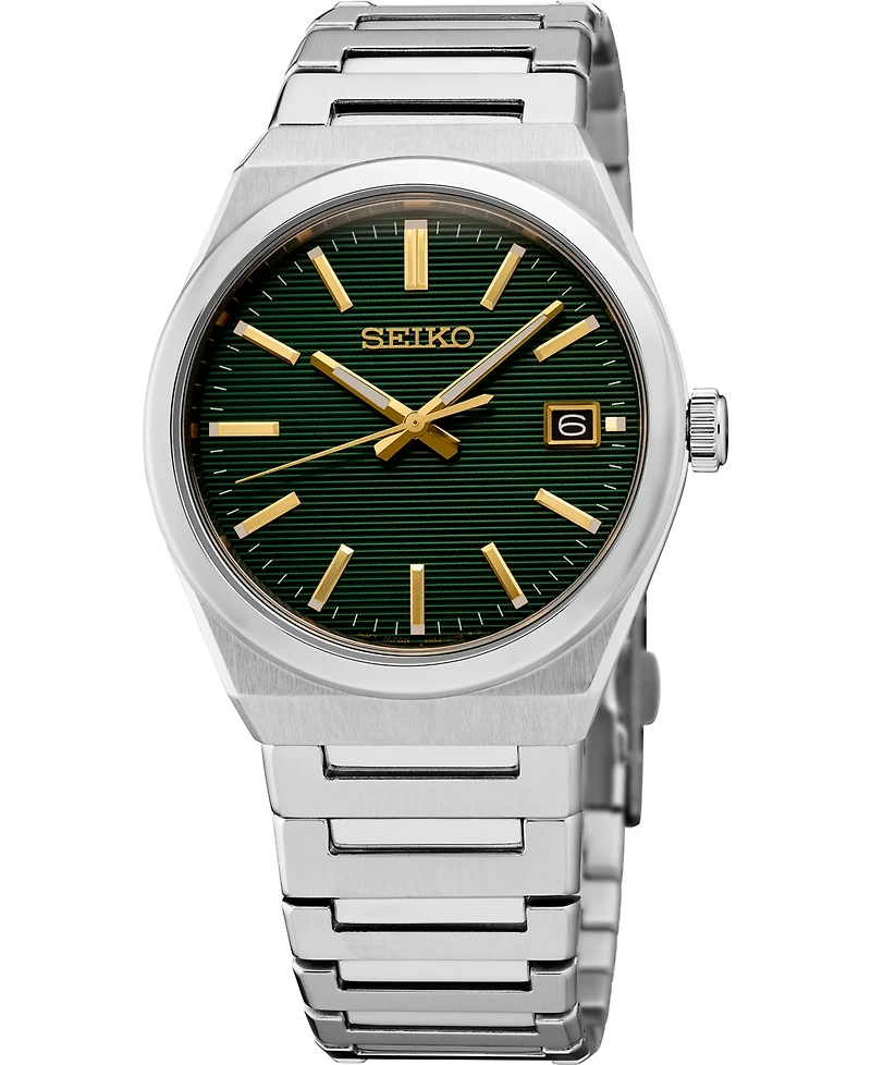 Seiko Men's Essentials Silver Stainless Steel Bracelet Watch, 38.9mm