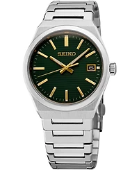 Seiko Men's Essentials Silver Stainless Steel Bracelet Watch, 38.9mm