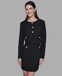 Karl Lagerfeld Paris Women's Long-Sleeve Knit Dress with Tweed Jacket