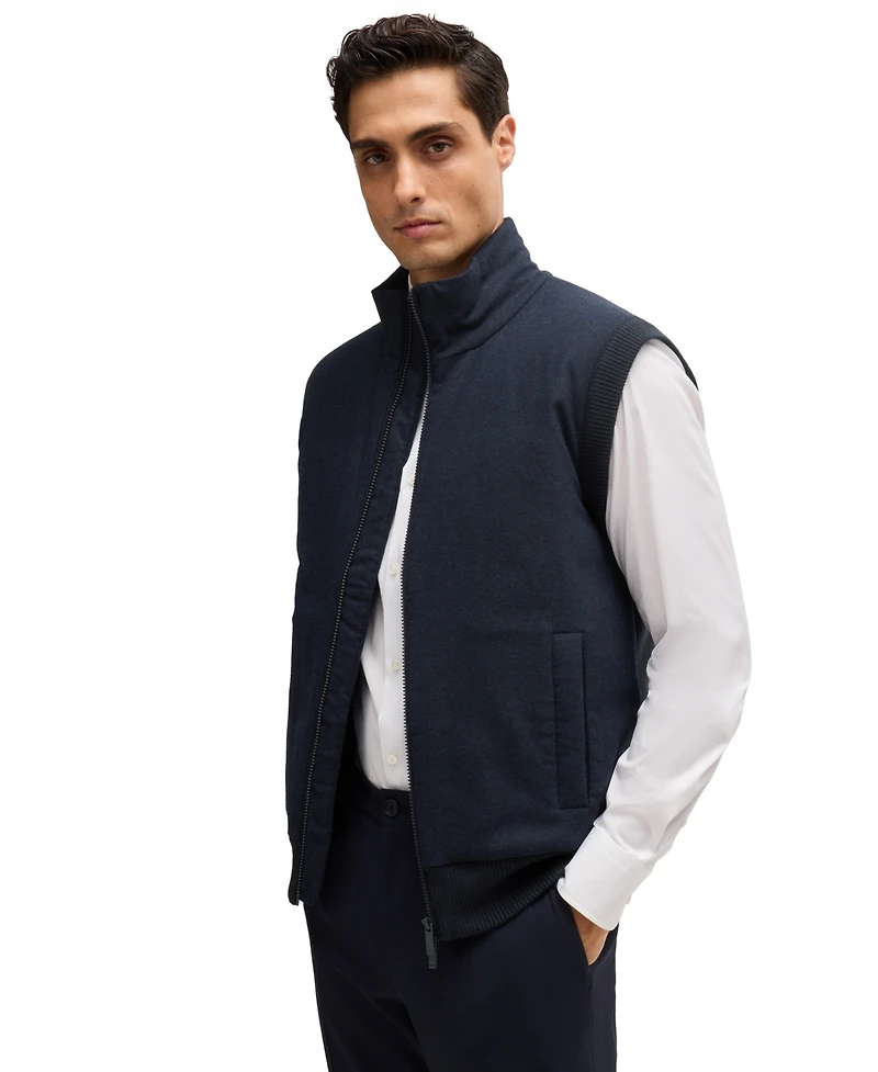 Boss by Hugo Men's Brushed-Flannel Front Regular-Fit Vest