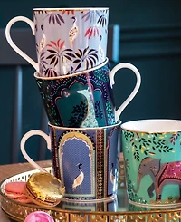 Portmeirion Sara Miller India Assorted Mugs, Set of 4, Service For 4