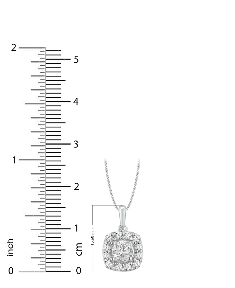 Macy's Diamond Square Halo Pendant Necklace (3/4 ct. t.w.) in 14k White Gold