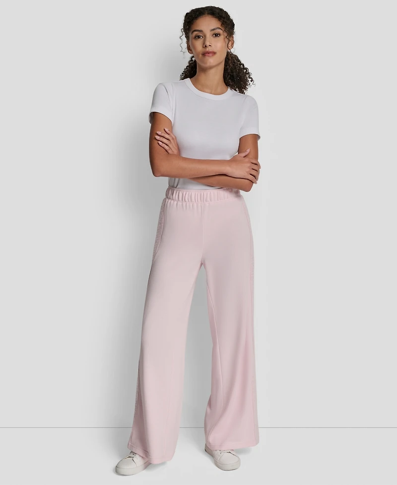 Dkny Jeans Petite Sequin Mid-Rise Wide-Leg Pants