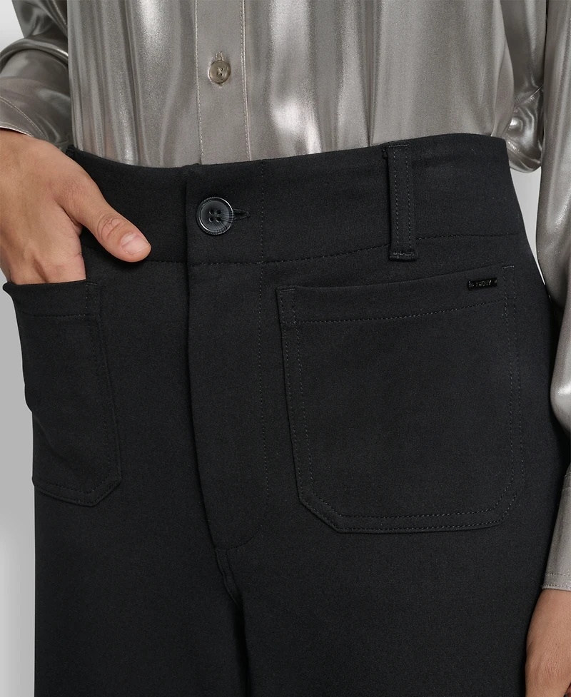 Dkny Jeans Petite High-Rise Wide-Leg Cropped Ponte Pants